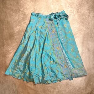Vintage 90s WEVEZ Layered Paisley Wrap Midi Skirt Multicolor Bohemian Dance Y2K